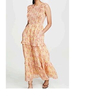 Banjanan Floral Smocked Sleeveless Maxi Dress Size Small